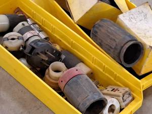 lot 159 image: Lot of (2 Bins) Electric Plugs, Rubber Boots