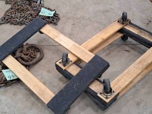 lot 202 image: Lot of (3) Padded Wood Moving Dolly