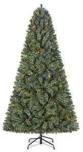 lot 10 image: Home Accents Holiday 6.5 ft. Pre-Lit LED Festive Pine Artificial Christmas Tree