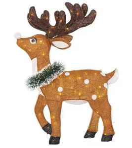lot 79 image: 33 in. Brown Tinsel Warm White LED Little Deer Holiday Yard Sculpture