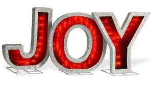 lot 89 image: 18.5 in. JOY Sign with LED Lights