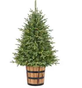 lot 92 image: 4 ft. Pre-Lit LED Fraser Fir Artificial Christmas Tree with Whiskey Barrel Pot