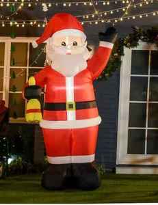lot 98 image: 8 ft. Pre-Lit LED Santa Claus with Bell Christmas Inflatable with Water-Resistant Materials