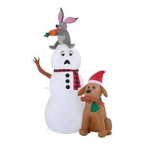 lot 101 image: 6 ft LED Snowmen Scene Inflatable