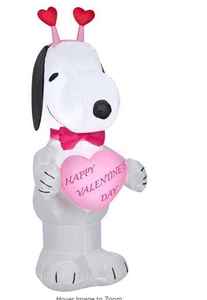 lot 102 image: 3.5 ft. Tall Airblown Valentine Snoopy with Heart Headband
