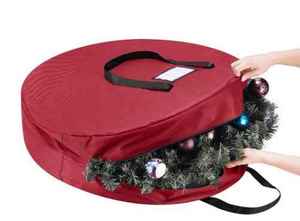 lot 111 image: Tiny Tim Totes 36 in. Artificial Red Canvas Supreme Christmas Wreath Storage Bag