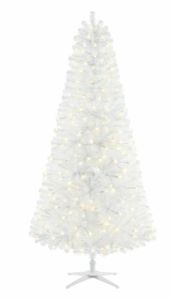 lot 177 image: Home Accents 7 ft Snowy Tinsel Spruce Christmas Tree 300 White LED Mini Lights