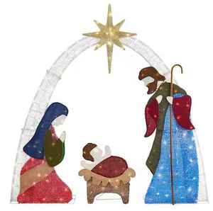 lot 179 image: Home Accents Holiday 7 ft. Warm White LED 2D Nativity Scene Holiday Yard Decoration