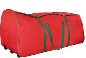 lot 223 image: Home Accents Holiday Red Rolling Tree Storage Bag for Trees Up to 9 ft. Tall
