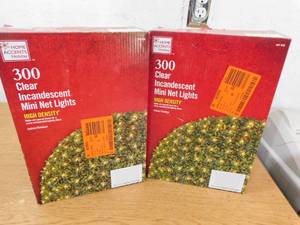 lot 31 image: (2) Home Accents Holiday 300-Light Clear High Density Incandescent Mini Net Lights