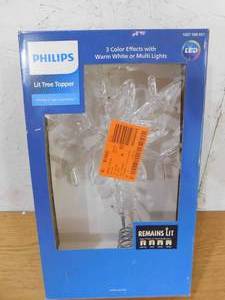 lot 36 image: Philips Color Change LED Snowflake Topper 14.5 30 LED Lights Christmas