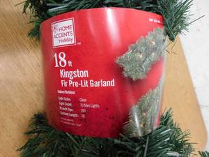 lot 37 image: Home Accents Holiday 18 ft. Prelit Kingston Garland
