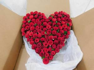 lot 47 image: National Tree Company 17 in. Height Red Floral Valentines Heart Decoration