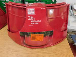lot 119 image: (5) Home Accents Holiday Christmas Tree Collar 26.6 Mild Steel In Red Indoor Only