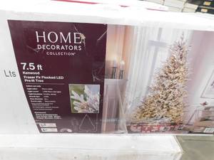 lot 173 image: Home Decorators Collection 7.5 ft. Pre-Lit LED Kenwood Fraser Flocked Artificial Christmas Tree