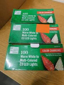 lot 193 image: (3) Home Accents 100 LED C3 Color Changing Christmas Lights Warm White MultiColor