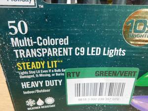 lot 205 image: Home Accents 50-Light LED C9 Multi-Color 10x Ultra Bright ChristmasString Lights