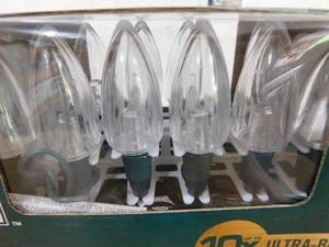lot 206 image: (2) 50-Light C9 Transparent Warm White Ultra Bright LED String Light Set NEW