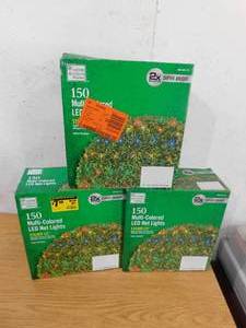 lot 209 image: (3) Home Accents Holiday 150L Multi Mini LED Net Steady Lit Lights