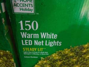 lot 216 image: (2) Home Accents Holiday 150L Warm White LED Mini Christmas Net Lights