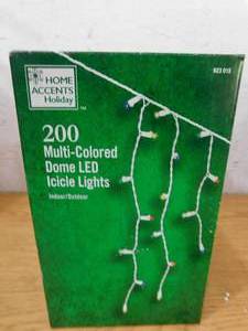 lot 219 image: Home Accents Holiday 17.5 ft. 200-Light Multi Color LED Dome Icicle Light Set