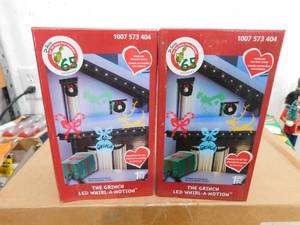 lot 231 image: (2) Gemmy LightShow Projector Whirl A Motion Grinch Outdoor LED Decor Christmas