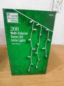 lot 33 image: (2) Home Accents Holiday 200-Light LED Multi-Color Icicle Dome Light Set