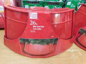 lot 121 image: Home Accents Holiday Christmas Tree Collar 26.6 Mild Steel In Red Indoor Only