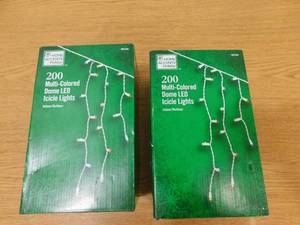 lot 161 image: (2) Home Accents Holiday 200-Light LED Multi-Color Icicle Dome Light Set