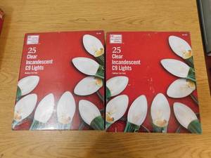 lot 191 image: (2) 25 Count C-9 Clear Christmas  Wedding  Deck Lights Home Accents