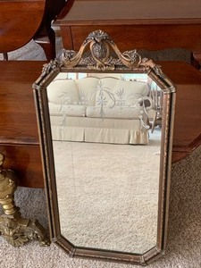lot 12 image: French Style Mirror and Andirons