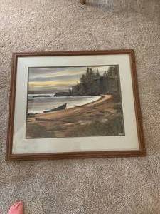 lot 82 image: Breathtaking Framed Watercolor of North Shore