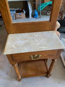 lot 53 image: Oak Hall Tree with Marble Top