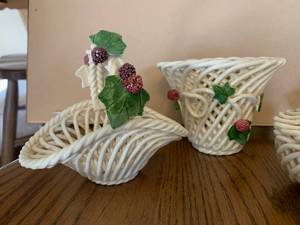 lot 122 image: Ivory Basketweave Porcelain Items