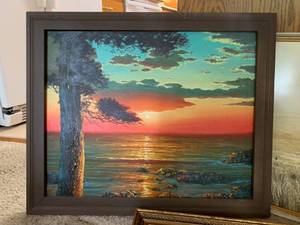 lot 95 image: Bright Landscape Painting plus 2 other prints