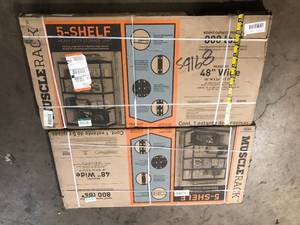 Lot of 2 Muscle Rack 5-Tier Heavy Duty Steel Garage Storage Shelving Unit in Black (48 in. W x 72 in. H x 24 in. D)   Customer Returns See Pictures