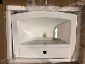 Swiss Madison Sublime Pedestal Bathroom Ceramic Vessel Sink Round Single Faucet Hole in White  Customer Returns See Pictures