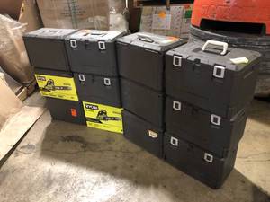 lot 28 image: Lot of 12 RYOBI Gas Chainsaw with Heavy-Duty Case  Customer Returns See Pictures
