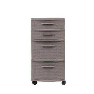 lot 32 image: Lot of 2 4-Drawer Resin Rolling Storage Cart in Taupe by MQ   Customer Returns See Pictures