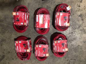 lot 9 image: Lot of Husky 100 ft. 163 Medium-Duty IndoorOutdoor Extension Cord, Red and Black  Customer Returns See Pictures