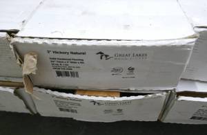 lot 20 image: Two New boxes of 3 inch Hickory Natural solid hardwood flooring
