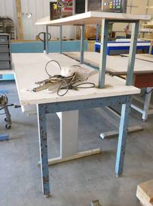 lot 34 image: Worktable with shelf and light 96x36 x 34tall