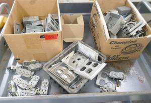 lot 59 image: Lot of Metal electrical boxes, face plates, outlets