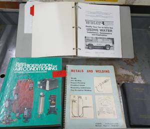 lot 72 image: Refrigeration and Air conditioning, metals and welding manuals and One on making a system that uses water as gas for your vehicle
