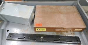 lot 87 image: Lawson parts bin, Square D circuit breaker box, and a big hinge