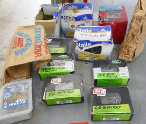 lot 127 image: Variety of nails from full boxes to minimal boxes