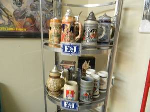 LARGE COLLECTION OF BEER STEINS  SOME IN BOX STILL - GREAT PIECES - PLEASE SEE ALL PICTURES - PLEASE BRING YOUR OWN PACKING AND HELP IF NEEDED