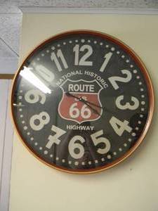 ORIGINAL LARGE ROUTE 66 CLOCK - WORKS - APPROX 24 - PLEASE SEE ALL PICTURES - PLEASE BRING YOUR OWN PACKING AND HELP IF NEEDED