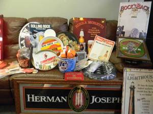 LARGE COLLECTION OF BEER SIGNS  COLLECTIBLES - FANTASTIC COLLECTION - SOME RARE VALUABLE PIECES - PLEASE SEE ALL PICTURES - PLEASE BRING YOUR OWN PACKING AND HELP IF NEEDED