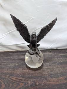 lot 95 image: Metal Eagle On Top Of Glass Globe